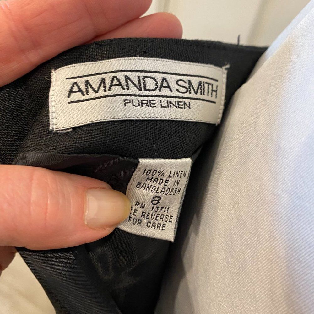 100% LINEN SKIRT AMANDA SMITH VINTAGE PURE LINEN NAVY BLUE SIZE * 6/8 - Picture 8 of 14